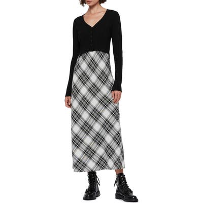 Allsaints Nina Slipdress With Cardigan, Black
