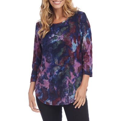 Karen Kane Feather Tie-Dye Jacquard Shirttail Tee, Purple