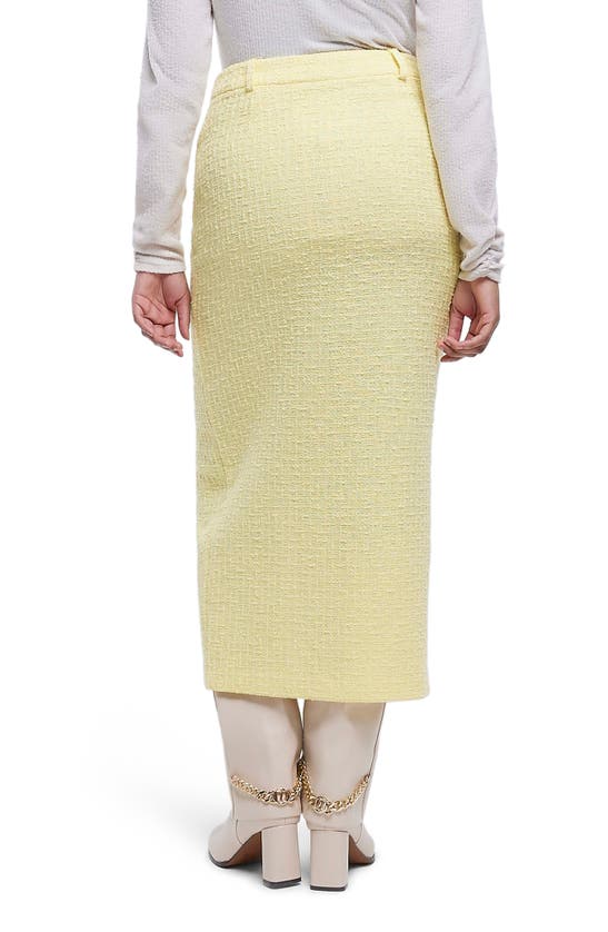 RIVER ISLAND IMITATION PEARL BELT COTTON BLEND BOUCLÉ PENCIL SKIRT