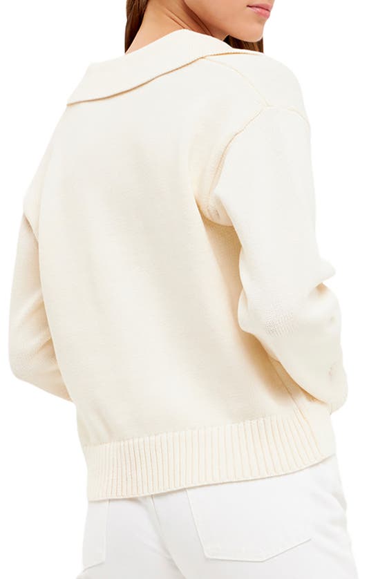 Shop English Factory Johnny Collar Sweater In Ivory