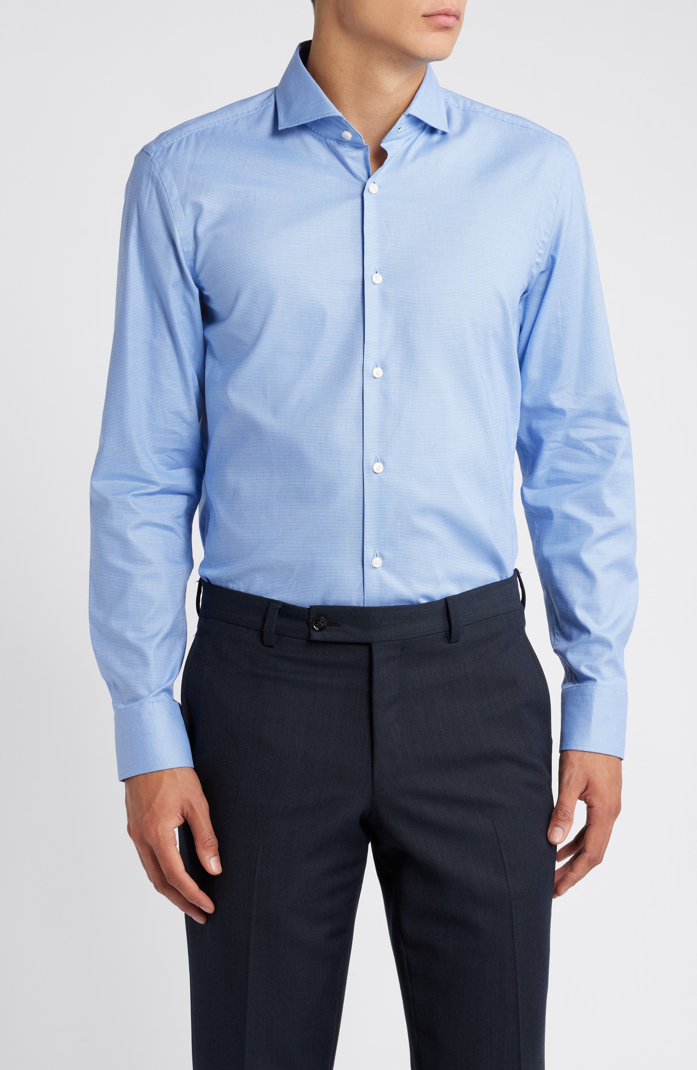 BOSS Hank Slim Fit Easy Iron Micropattern Stretch Cotton Dress Shirt |  Nordstrom