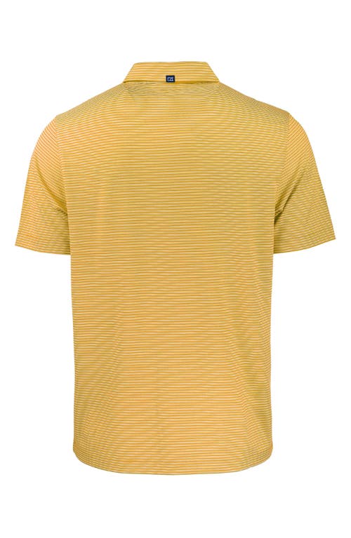 Shop Cutter & Buck Double Stripe Performance Recycled Polyester Polo In College Gold/white