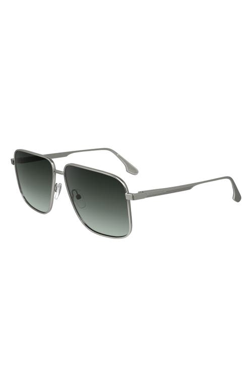 Shop Victoria Beckham V Line 57mm Gradient Aviator Sunglasses In Silver/green Gradient