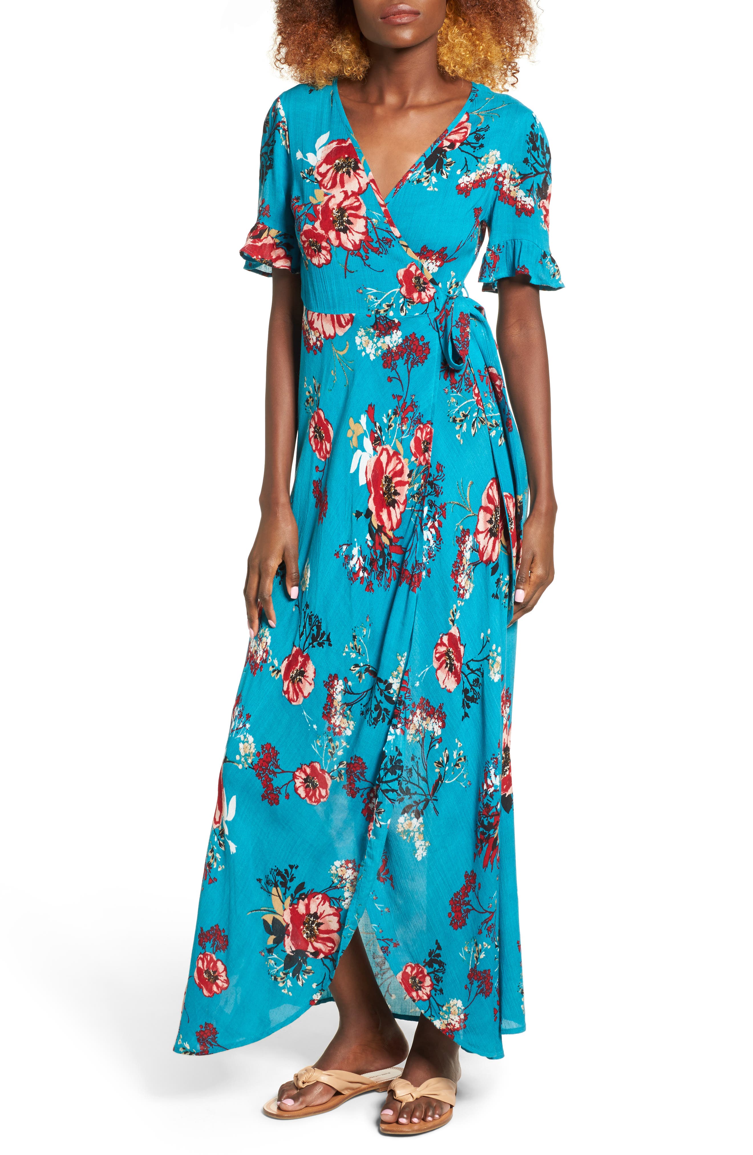 Band of Gypsies Floral Wrap Maxi Dress Nordstrom