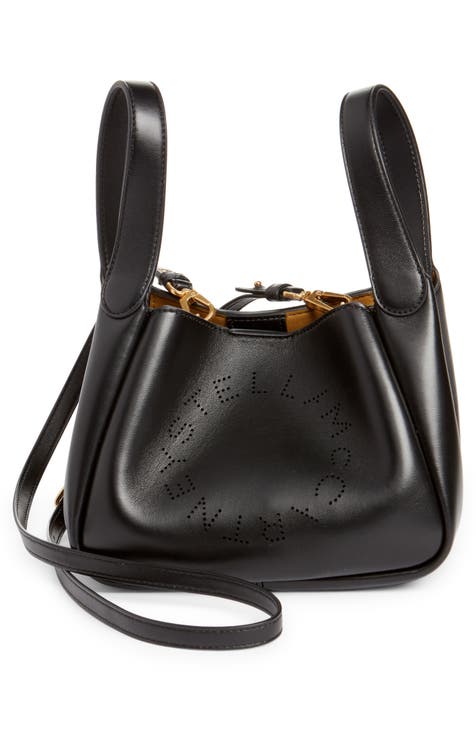 Logo Faux Leather Top Handle Bag