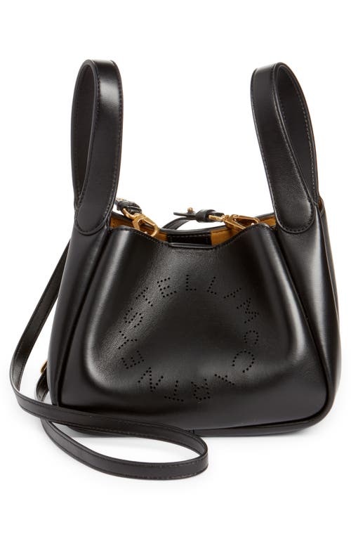 Logo Faux Leather Top Handle Bag in Black