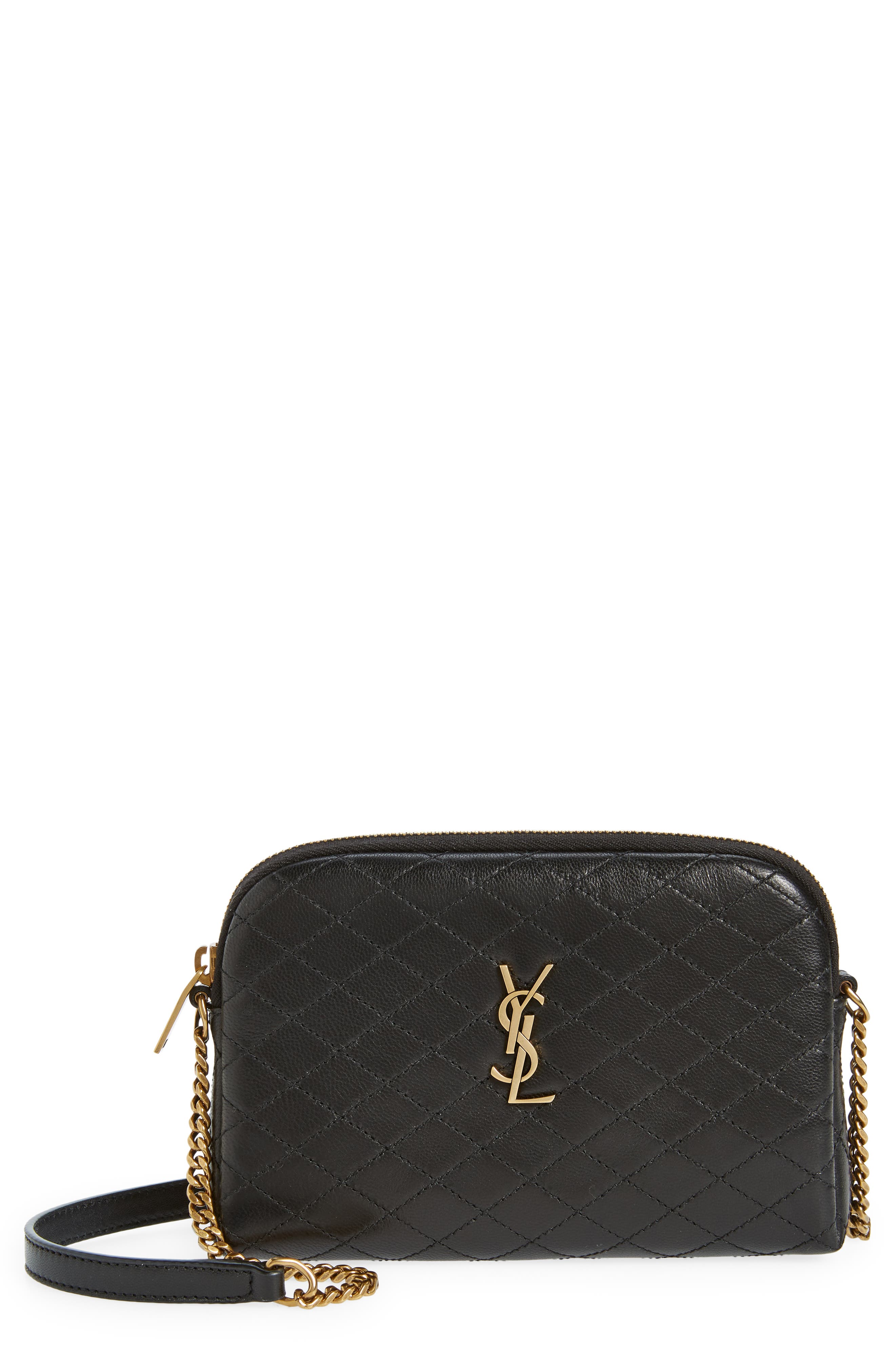 Saint Laurent Gaby Quilted Leather Crossbody Pouch in Noir