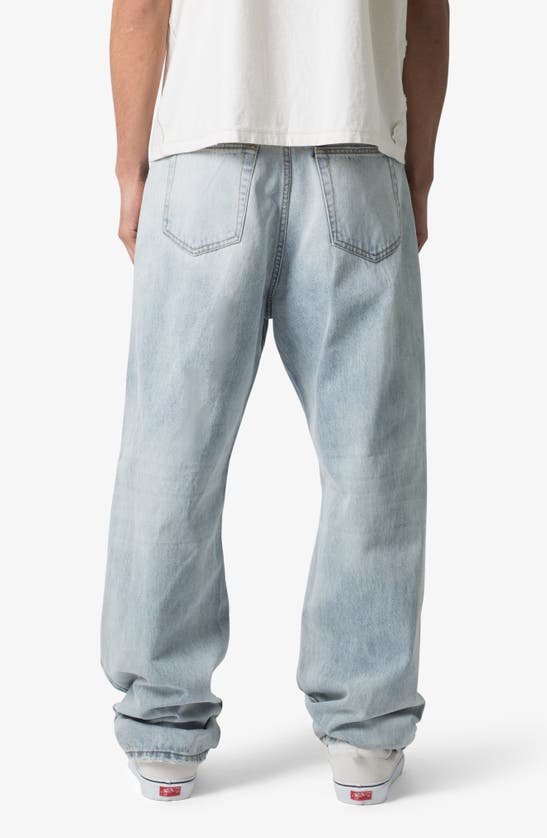 Mnml Ultra Baggy Paint Stitched Jeans In Light Blue