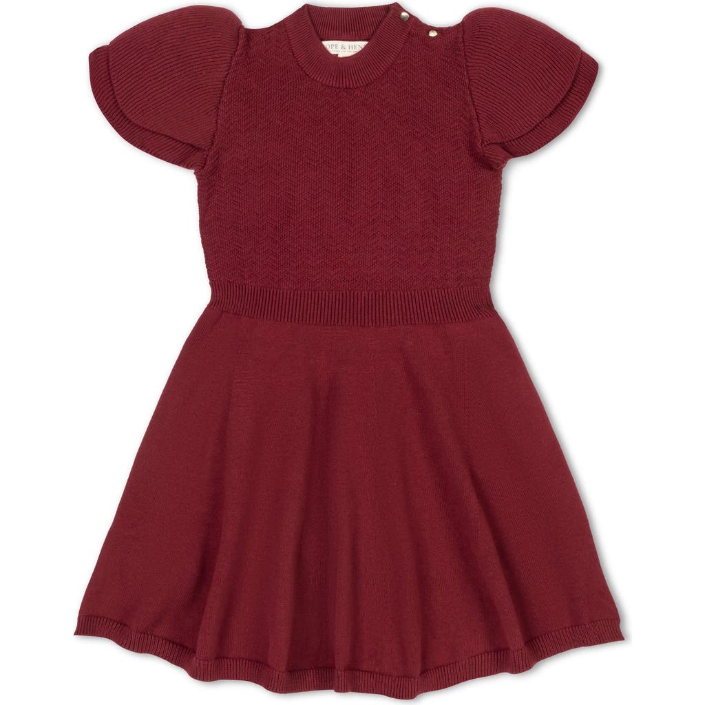 Hope & Henry Girls' Organic Flutter Sleeve Sweater Dress, Toddler In Oxblood