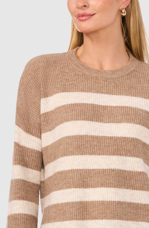 Shop Halogenr Halogen(r) Stripe Crewneck Sweater In Malted Brown/taupe