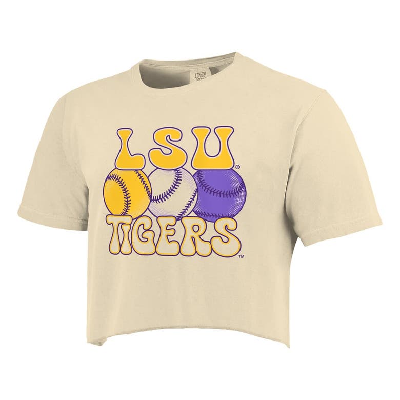 Shop Image One Natural Lsu Tigers Comfort Colors Baseball Cropped T-shirt