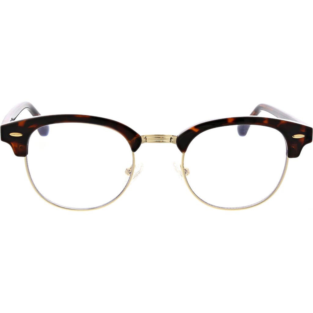 Oscar De La Renta 49mm Retro Half Rim Blue Light Blocking Glasses In Dark Demi