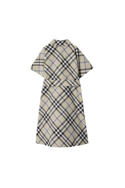 Shop Burberry Check Cotton Shirt Dress In Lichen