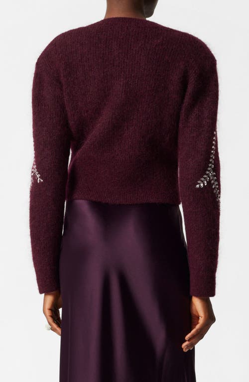 Shop & Other Stories Crystal Embroidered Wool & Mohair Blend Cardigan In Burgundy