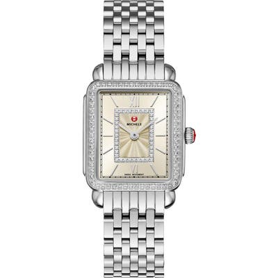 Michele Deco Ii Pave Diamond Watch Head & Bracelet, 27Mm X
