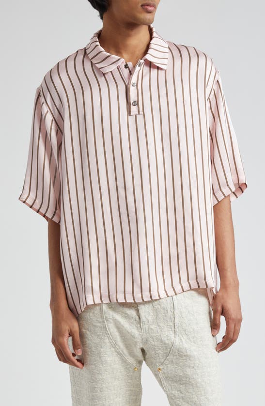 Shop 4sdesigns Stripe Oversize Popover Shirt In Pink