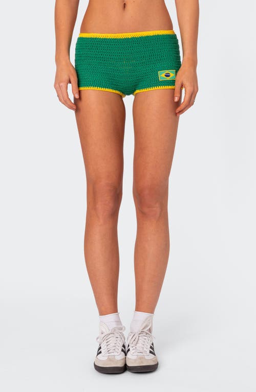 EDIKTED Brasil Knit Cover-Up Shorts Green at Nordstrom,