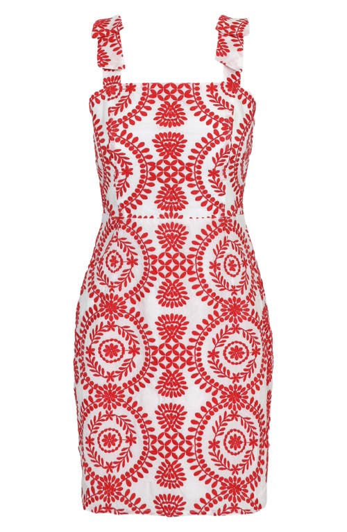 Shop Adelyn Rae Carrie Embroidered Minidress In Red Ivory