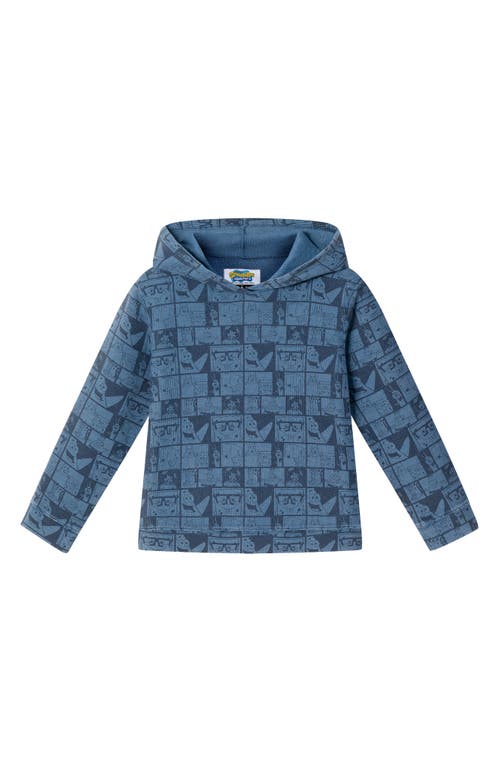 Shop Andy & Evan Kids' Square Print Stonewash Hoodie In Navy