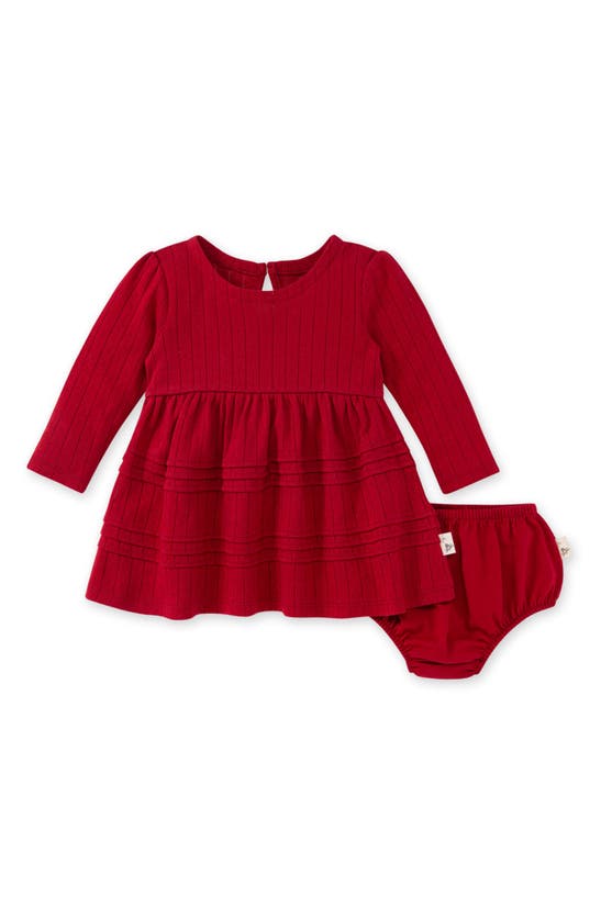 Burt's Bees Baby Babies' Pointelle Dress & Bloomers Set In Red