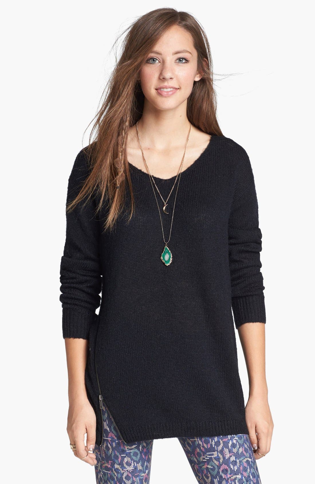 BP. Side Zip Tunic Sweater (Juniors) Nordstrom