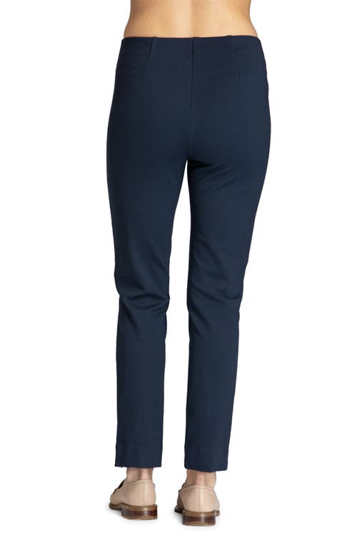 Apny Split Hem Pull-on Crop Slim Pants In Navy