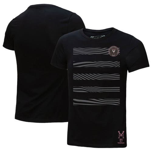 Women's Mitchell & Ness Black Inter Miami CF Reflective Pattern Stripe T-Shirt