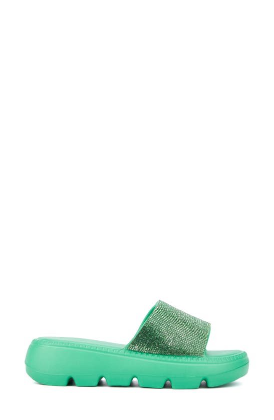 Shop Olivia Miller Glitter Gaze Platform Slide Sandal In Green