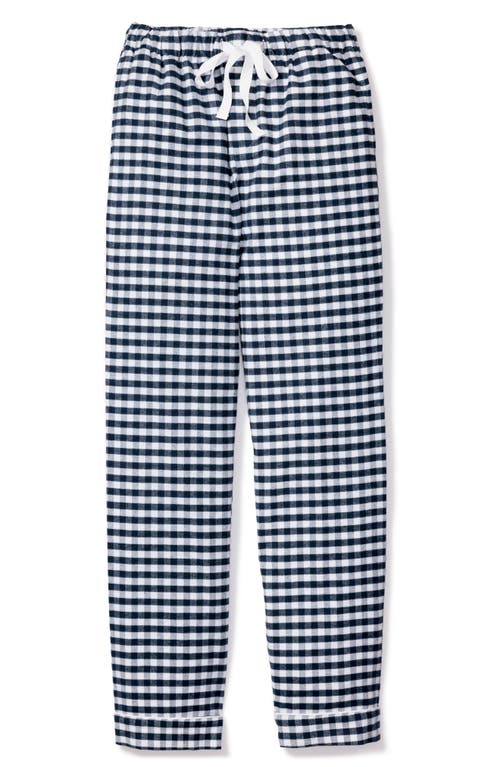 Gingham Twill Pajama Pants in Navy