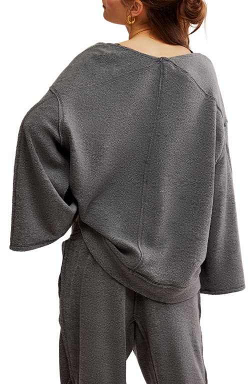 Free People Day Off Fleece Pullover In Washed Black