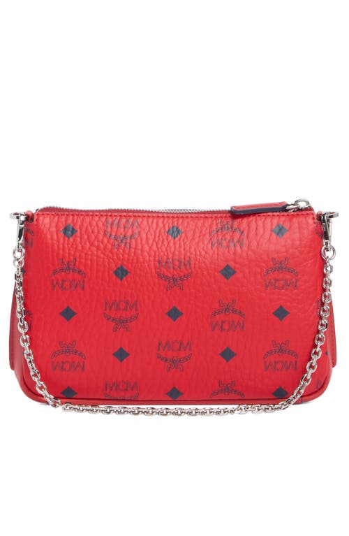 Mcm Aren Visetos Shoulder Bag In Candy Red