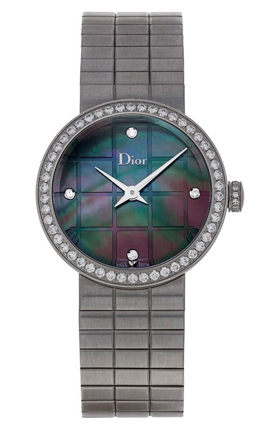Shop Watchfinder & Co. Christian Dior  La D De Dior Diamond Bracelet Watch, 25mm In Charcoal Grey