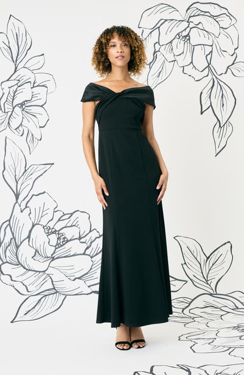 Shop Maggy London Twist Front Off The Shoulder Gown In Black