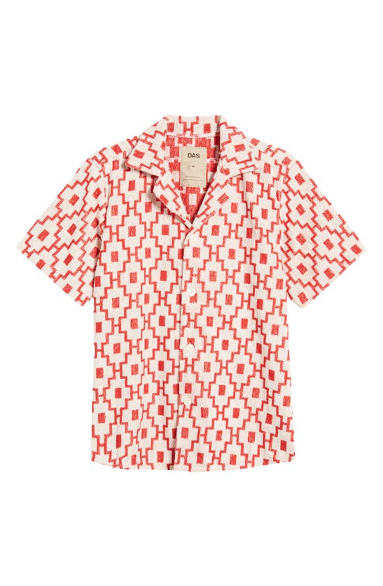 Shop Oas Machu Terry Cloth Camp Shirt In Red