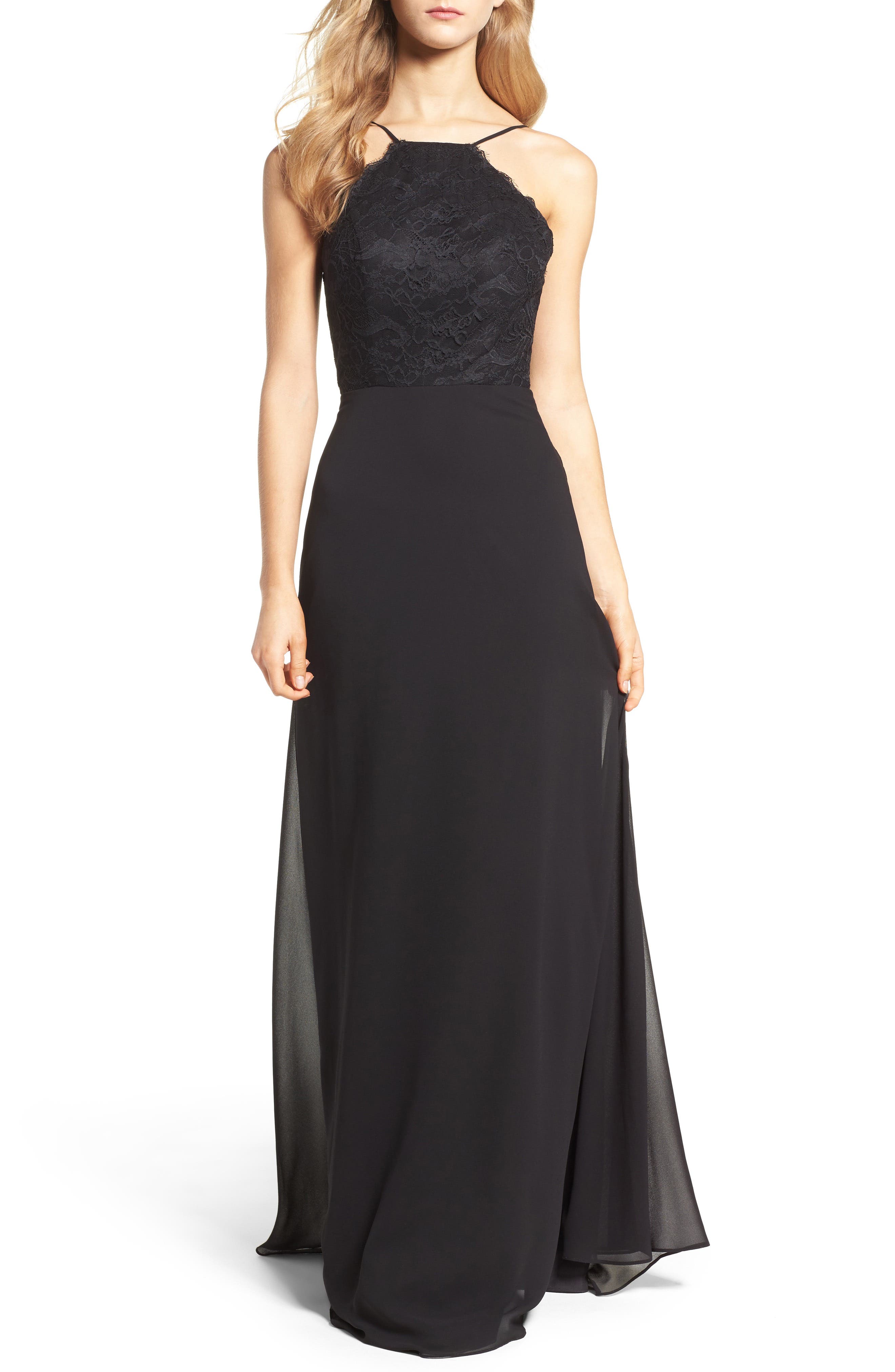 Hayley Paige Occasions Lace Halter Gown