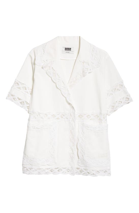 Shop Eenk Yomita Lace Trim Cotton Shirt In White Cotton