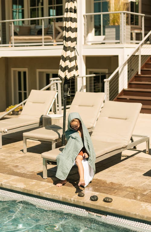 Little Unicorn Cotton Muslin & Terry Hooded Towel In Sea