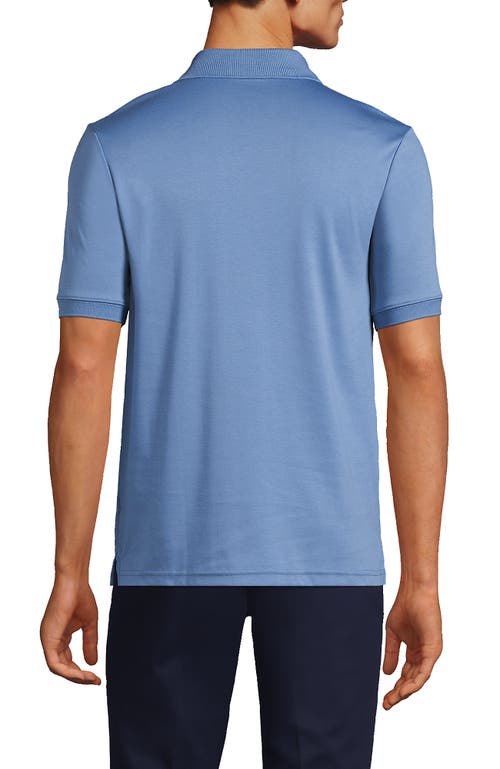 Shop Lands' End Short Sleeve Cotton Supima Polo Shirt In Muted Blue