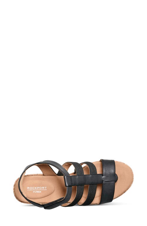 Shop Rockport Blanca Strappy Wedge Sandal In Black Synthetic