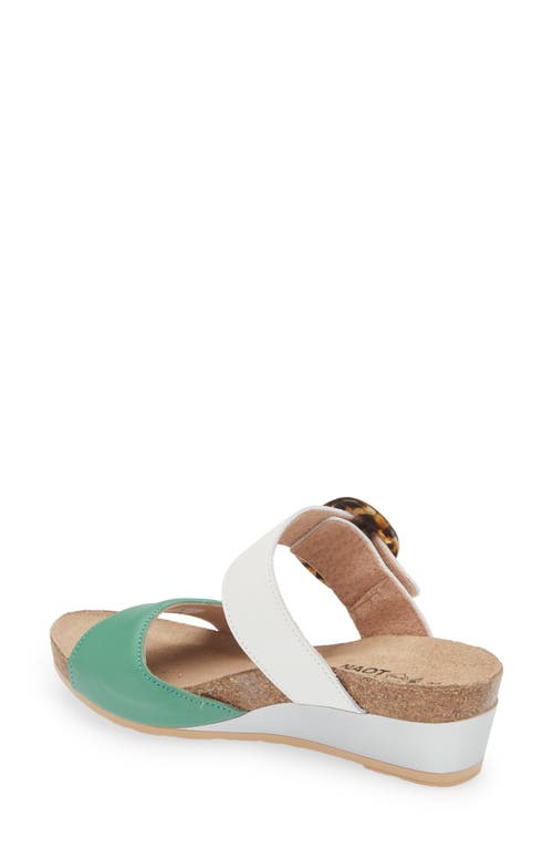 Naot Kingdom Wedge Slide Sandal In Soft Jade/soft White Leather