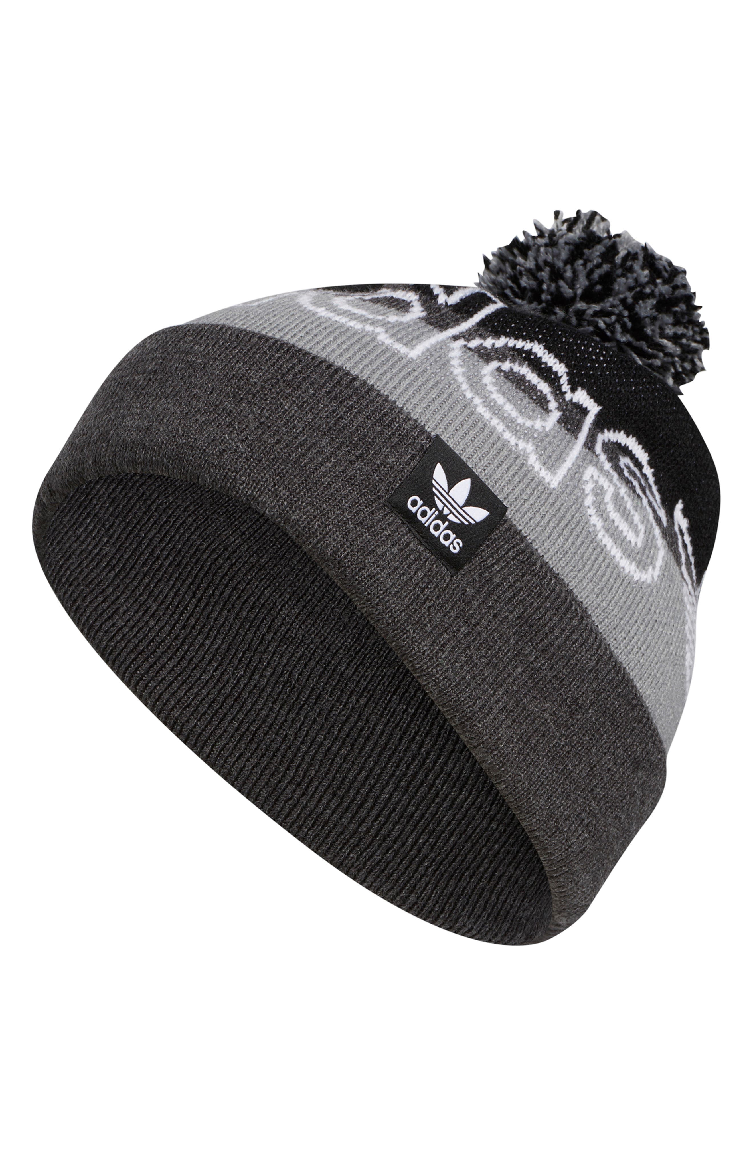 Adidas Originals Stripe Pom Beanie In 