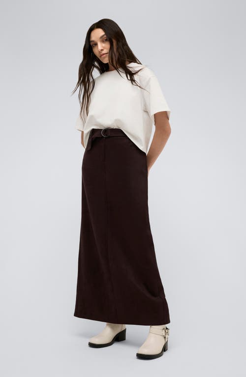 Kenneth Cole Belted Maxi Skirt In Deep Bark