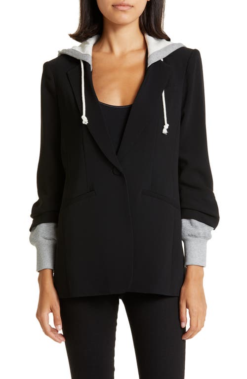 Shop Cinq À Sept Hooded Khloe Jacket In Black/heather Grey