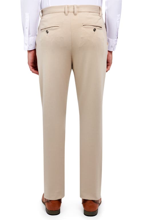 Brooklyn Brigade Slim Fit Straight Leg Performance Knit Dress Pants In Tan