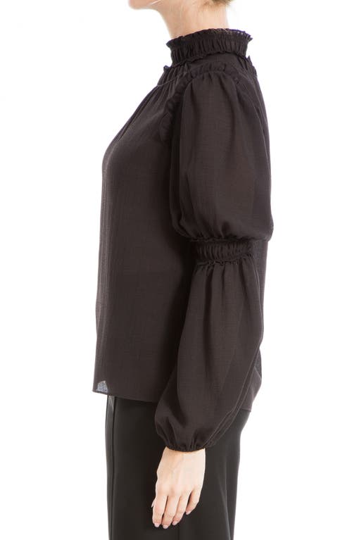 Max Studio Mock Neck Long Sleeve Top In Black