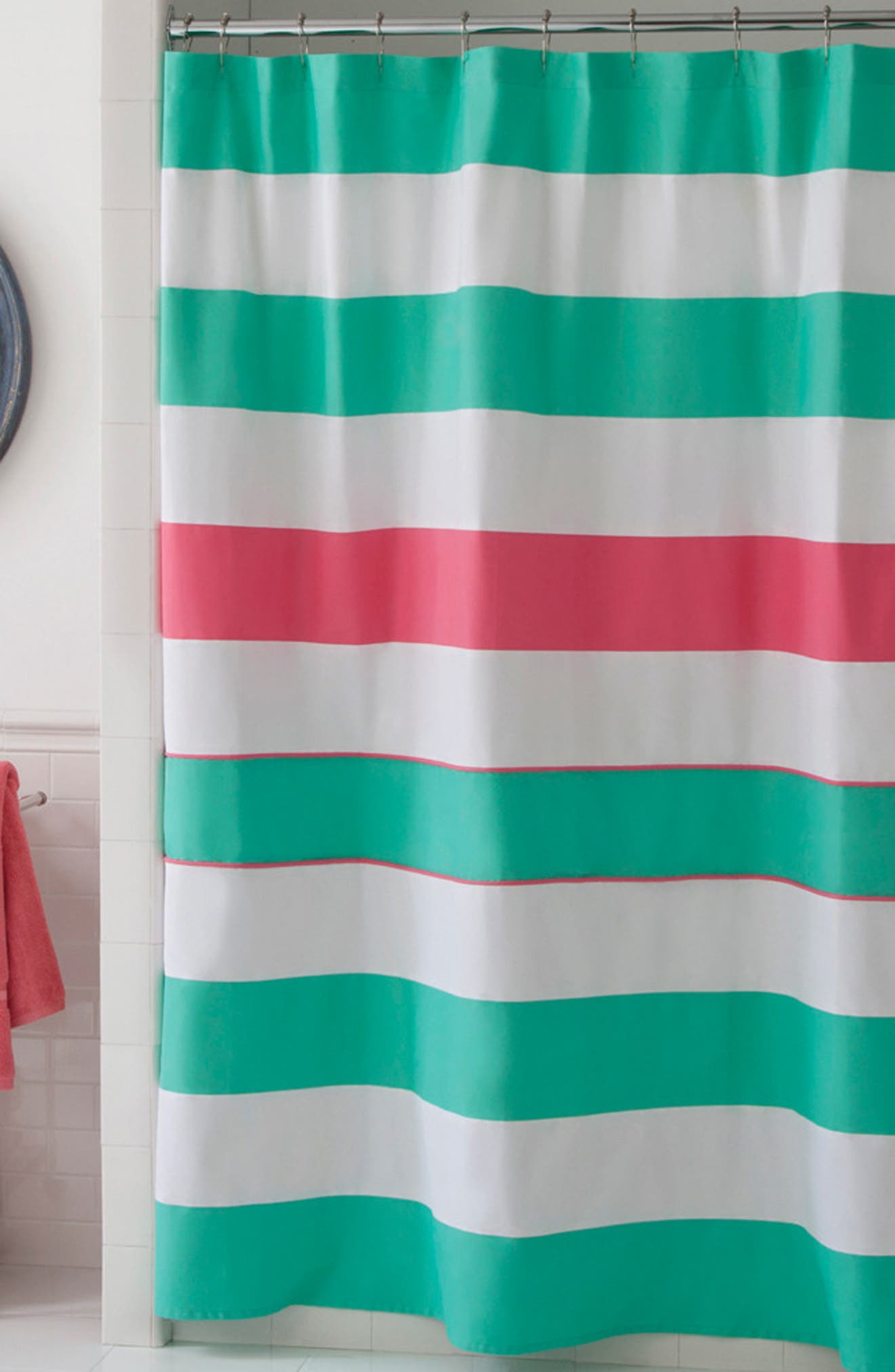 Southern Tide Cabana Stripe Print Shower Curtain In Offshore Green