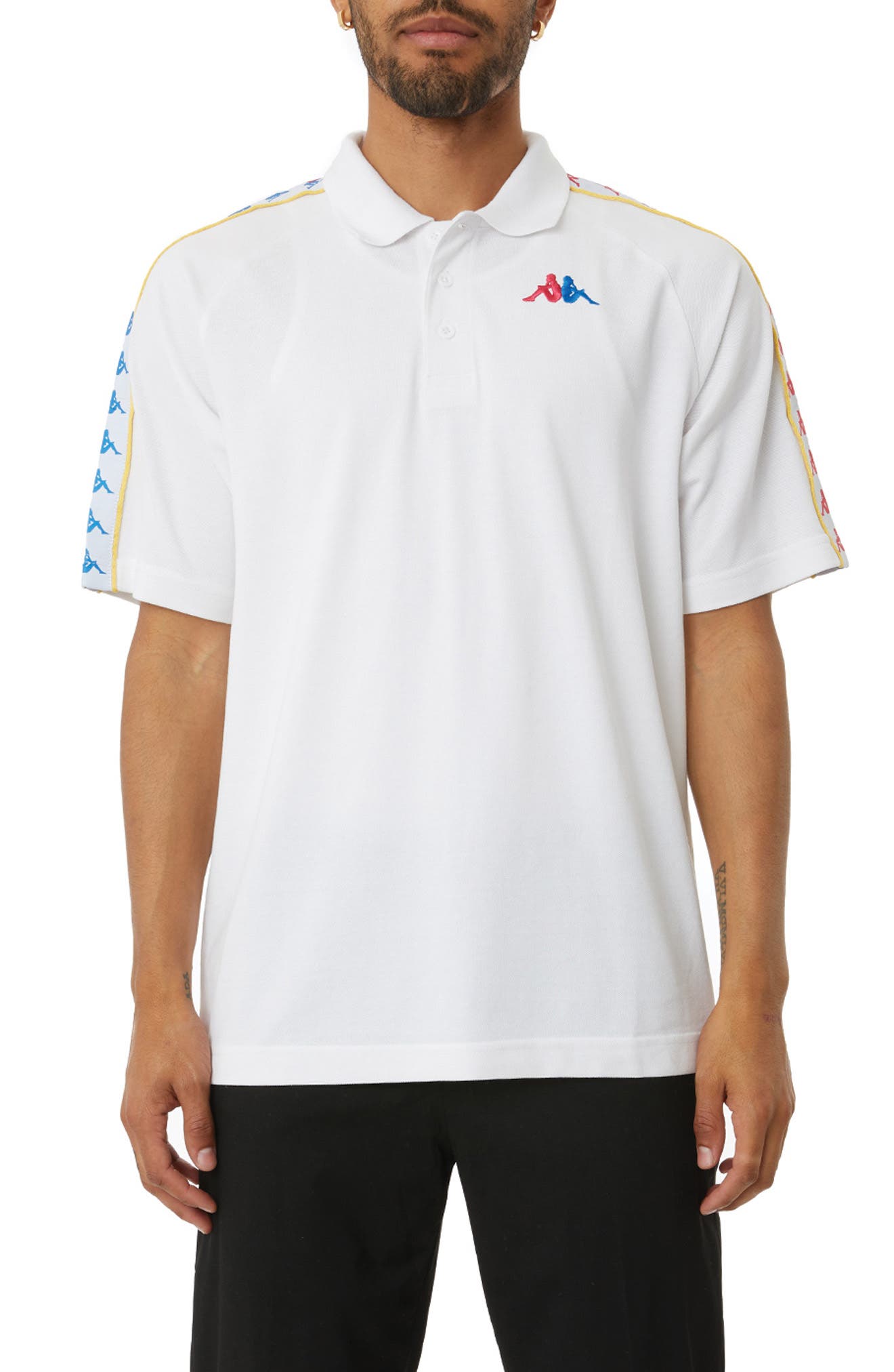 Kappa 222 Banda Linstead Polo Shirt in White/Fuchsia/Blue/Yellow at Nordstrom, Size Small