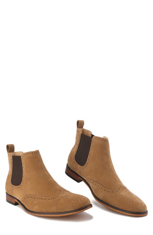 Gino Vitale Wingtip Chelsea Boot In Light Brown