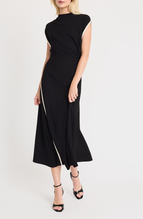 Shop Luxely Drape Contrast Trim Dress In Meteorite