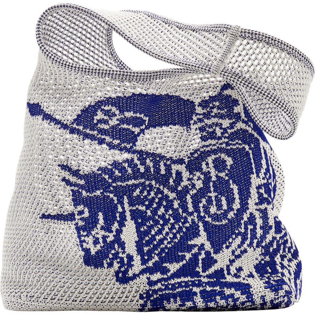 Burberry Large Crochet Ekd Tote Bag In White
